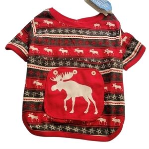 Little Blue House By Hatley Sz M Fair Isle Moose Dog Top New Festive Cabin Gift